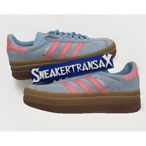 New Adidas Gazelle Bold J Clear Sky Blue Semi Pink Spark Size 5y/6.5W JI3384
